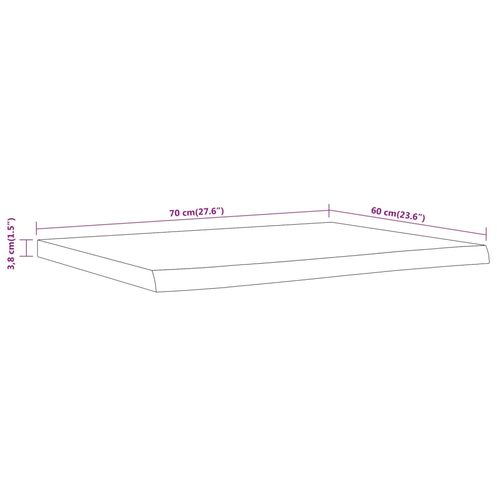Bancada de casa de banho retangular 70x60x3,8 cm acácia maciça