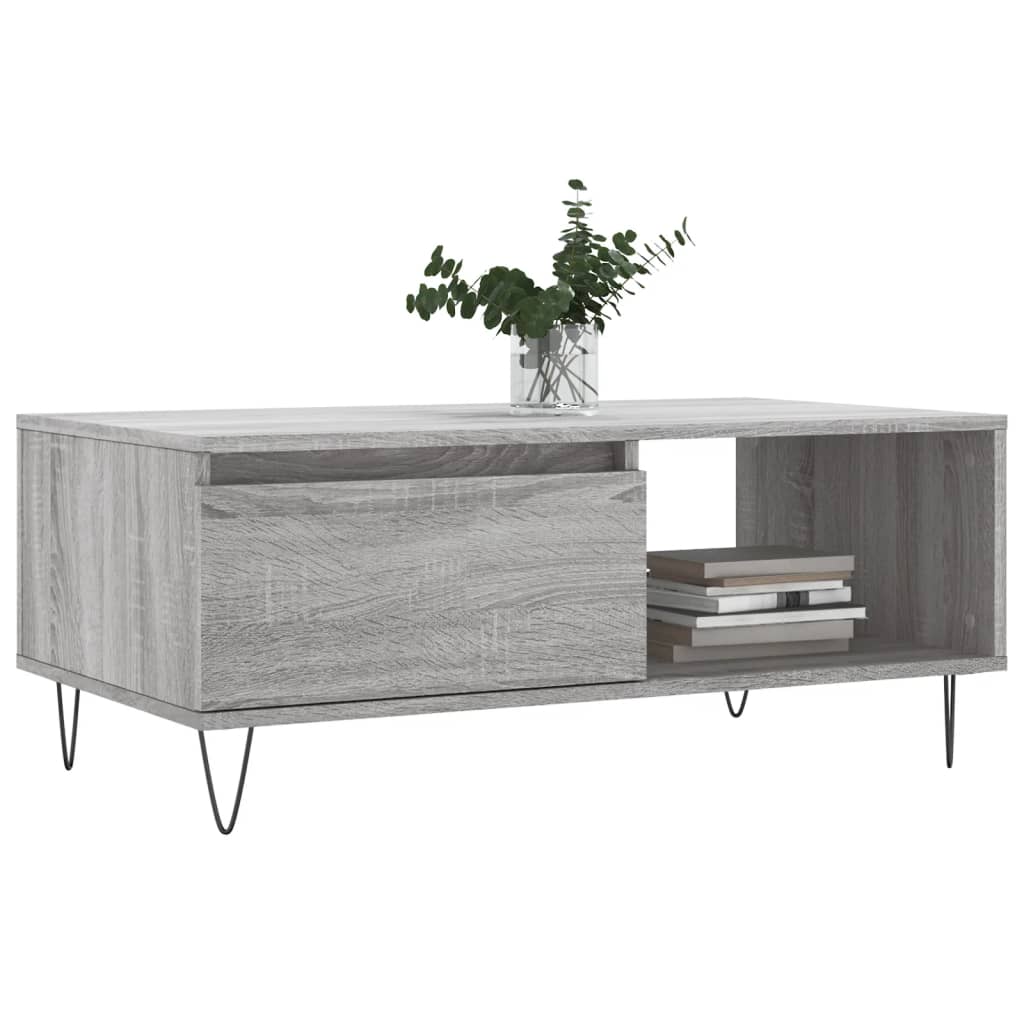 Mesa de centro 90x50x36,5 cm derivados madeira cinzento sonoma