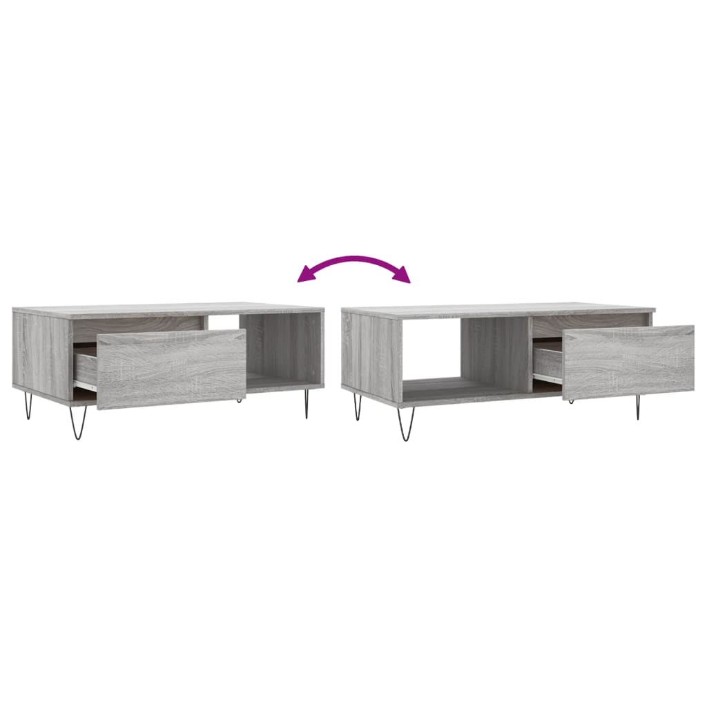 Mesa de centro 90x50x36,5 cm derivados madeira cinzento sonoma