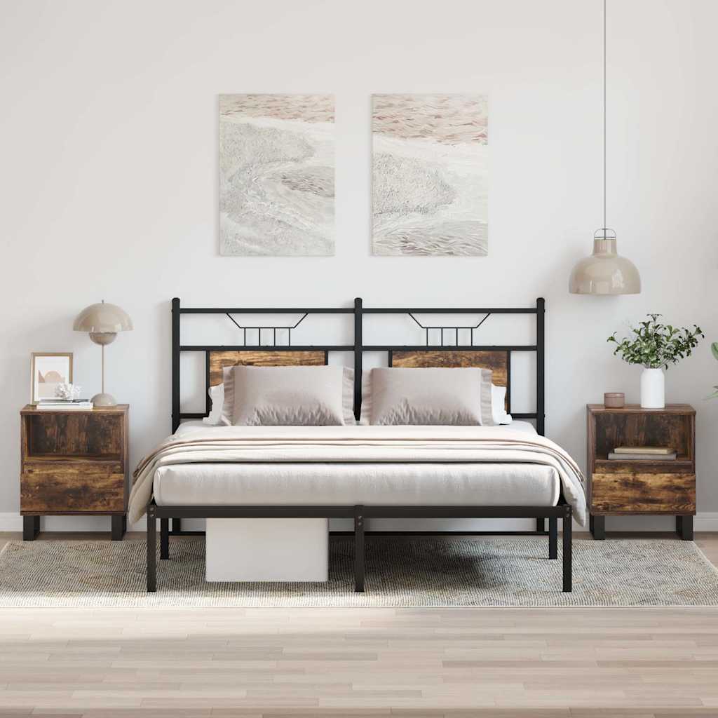 Mesas de cabeceira 2 pcs derivados de madeira carvalho fumado