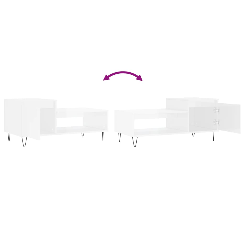 Mesa de centro 100x50x45 cm derivados madeira branco brilhante