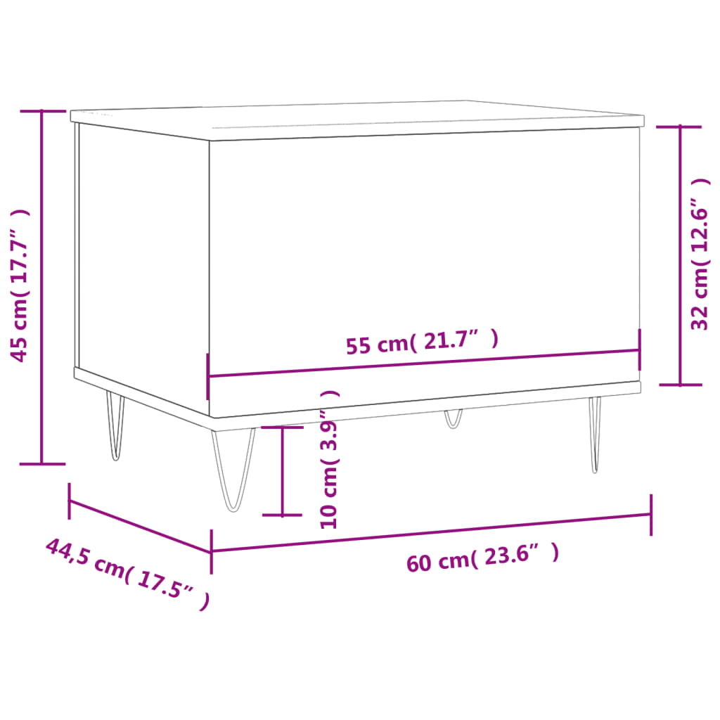 Mesa de centro 60x44,5x45 cm derivados madeira carvalho sonoma