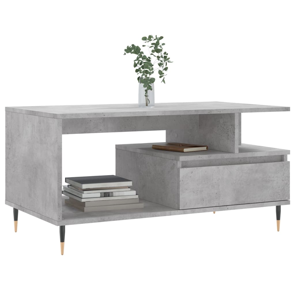 Mesa de centro 90x49x45 derivados de madeira cinzento cimento