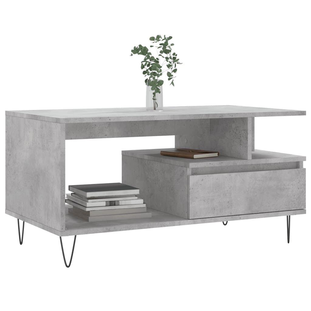 Mesa de centro 90x49x45 derivados de madeira cinzento cimento