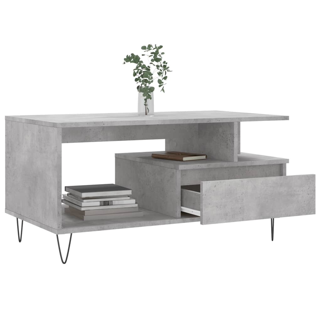 Mesa de centro 90x49x45 derivados de madeira cinzento cimento