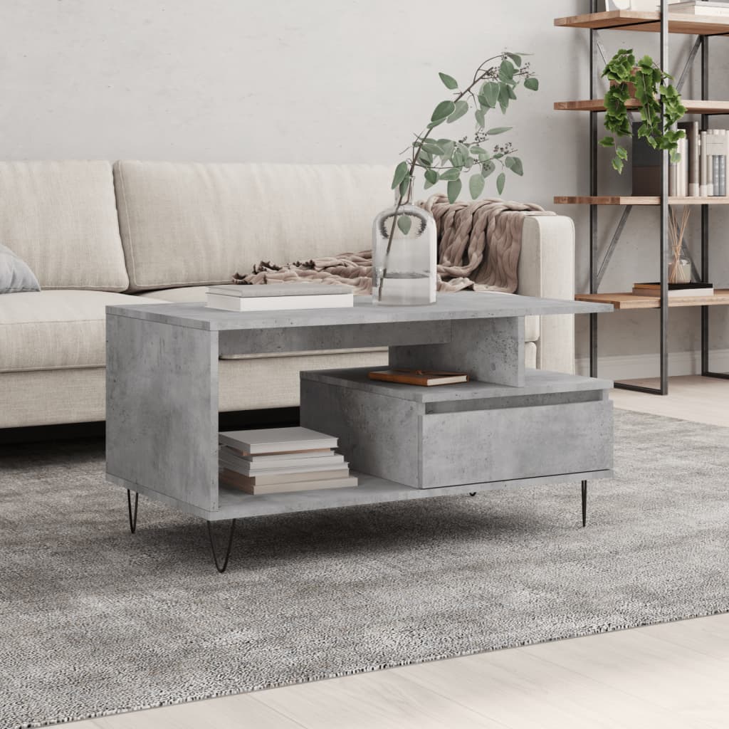 Mesa de centro 90x49x45 derivados de madeira cinzento cimento
