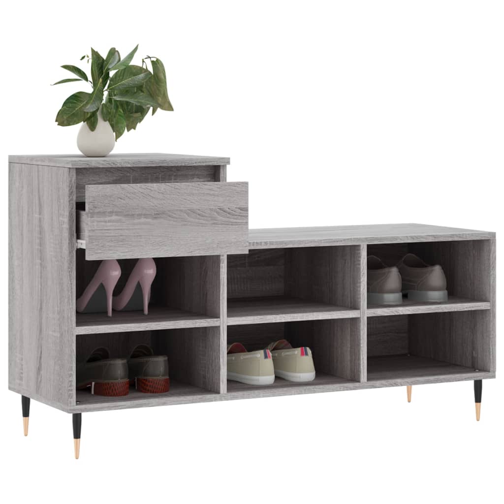 Sapateira 102x36x60 cm derivados de madeira cinzento sonoma