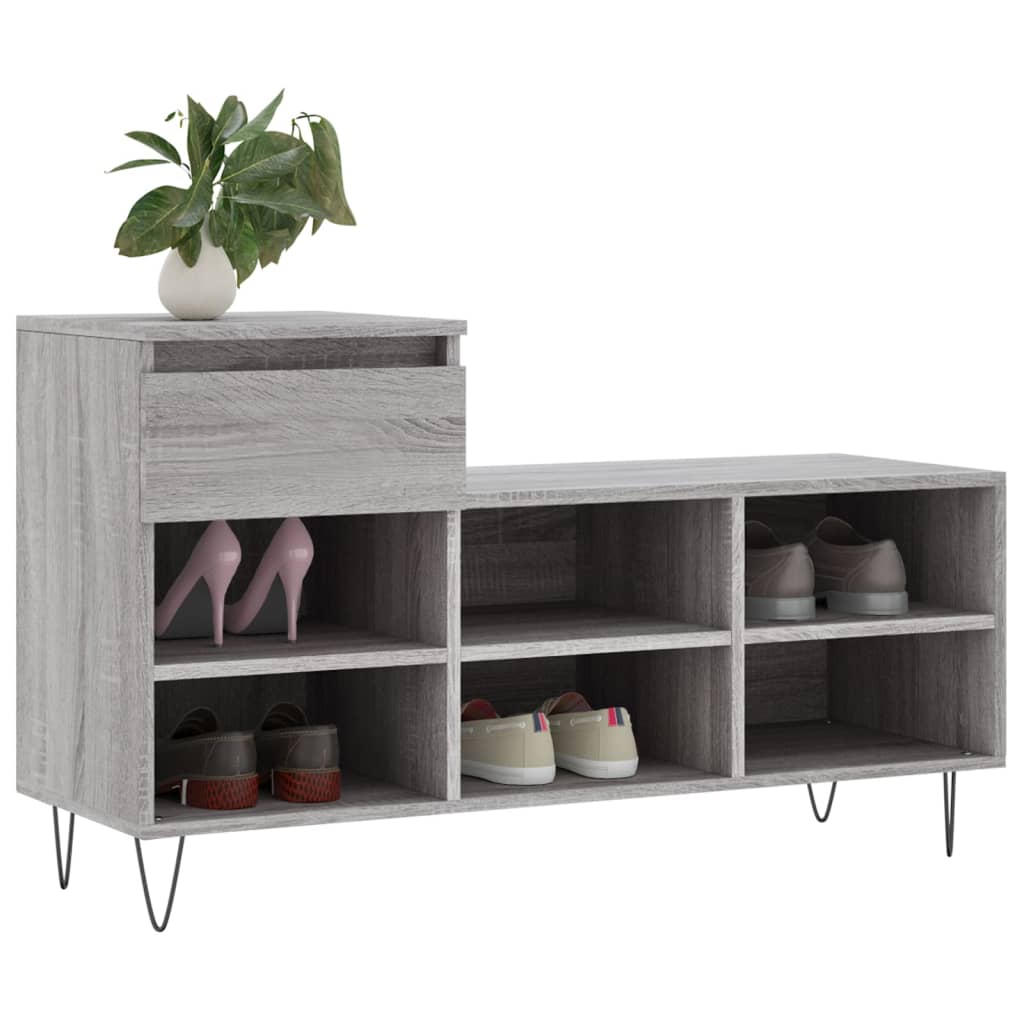 Sapateira 102x36x60 cm derivados de madeira cinzento sonoma