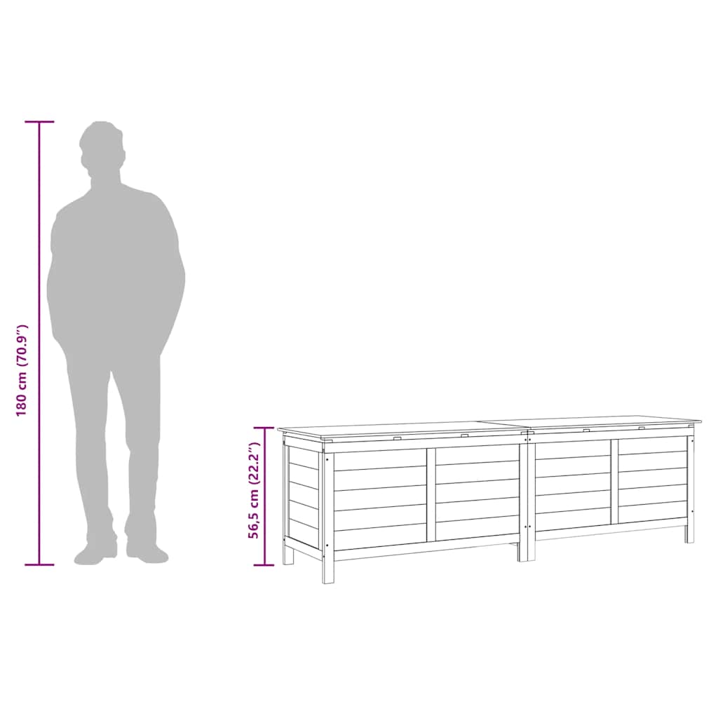 Caixa arrumação p/ jardim 198,5x50x56,5 cm abeto maciço branco