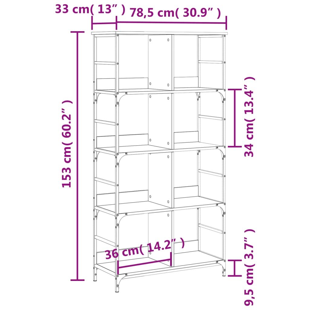 Estante 78,5x33x153 cm derivados de madeira cinzento sonoma