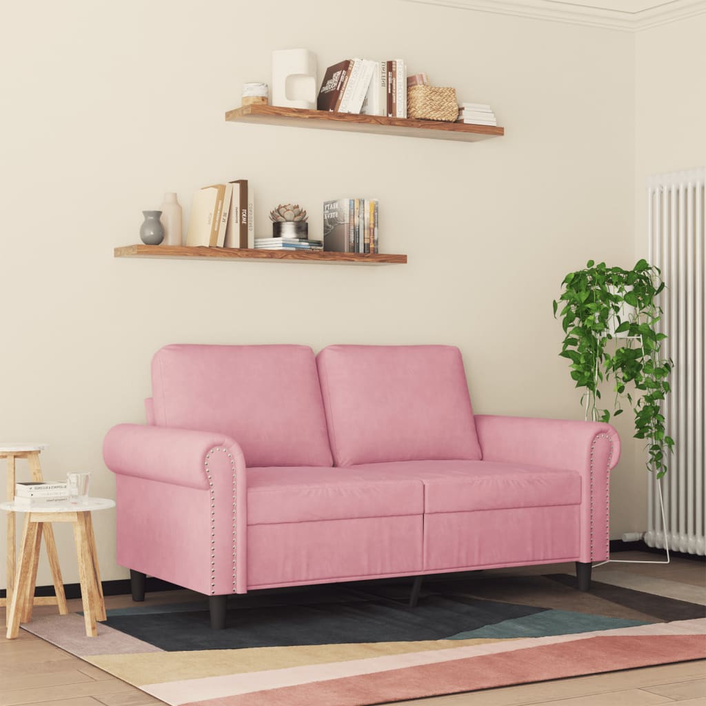 Sofá de 2 lugares veludo 120 cm rosa