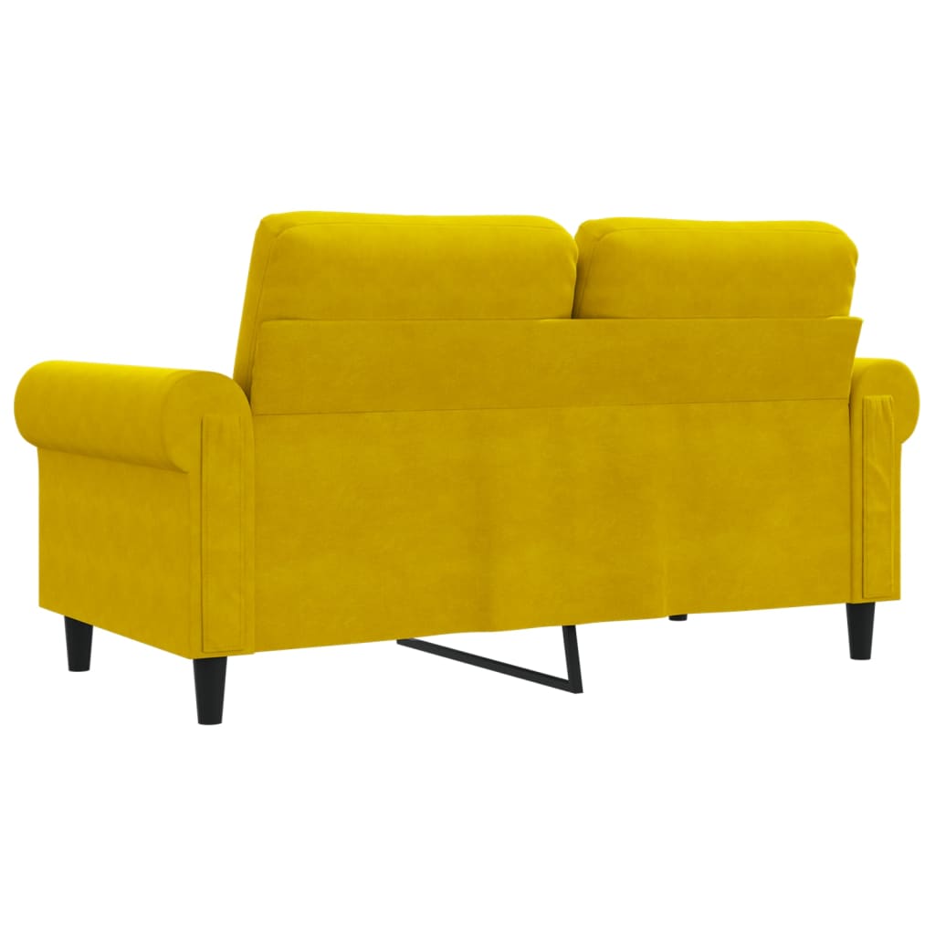 Sofá de 2 lugares veludo 120 cm amarelo