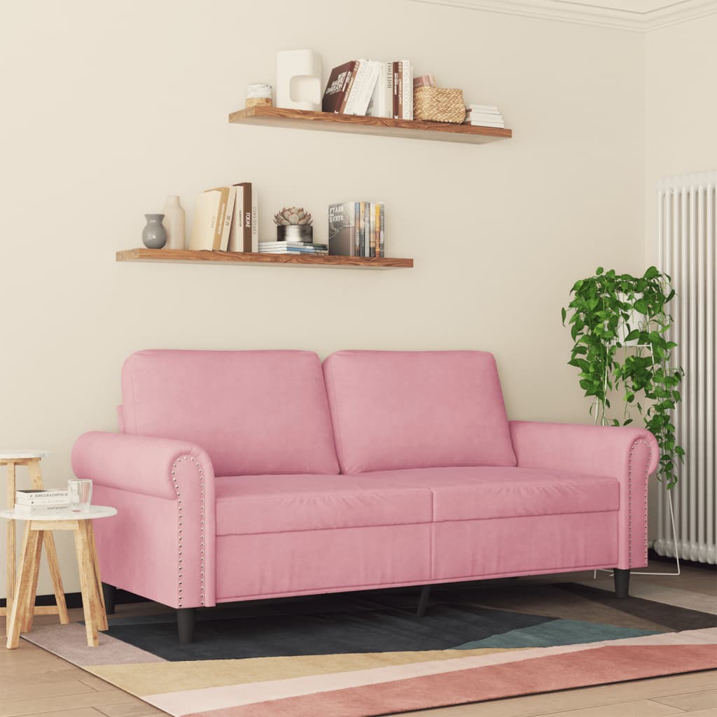 Sofá de 2 lugares veludo 140 cm rosa