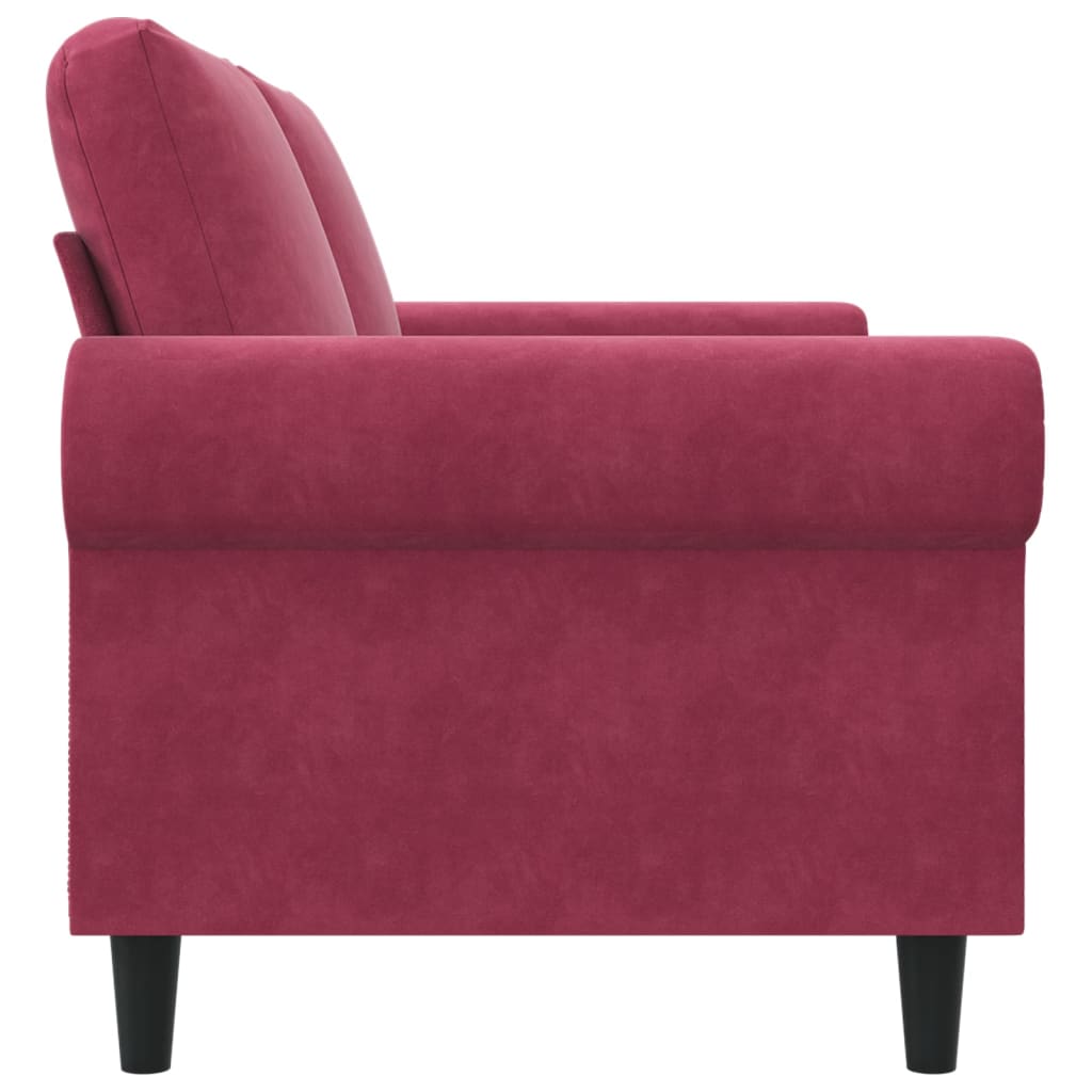 Sofá de 2 lugares veludo 140 cm vermelho tinto