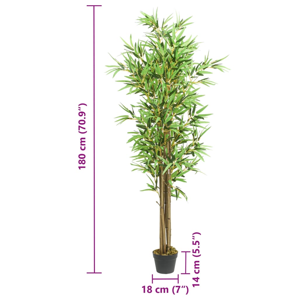 Árvore de bambu artificial 1288 folhas 180 cm verde