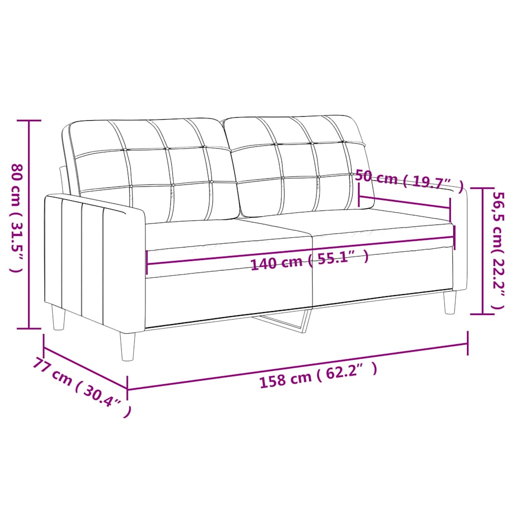 Sofá de 2 lugares tecido 140 cm cor creme