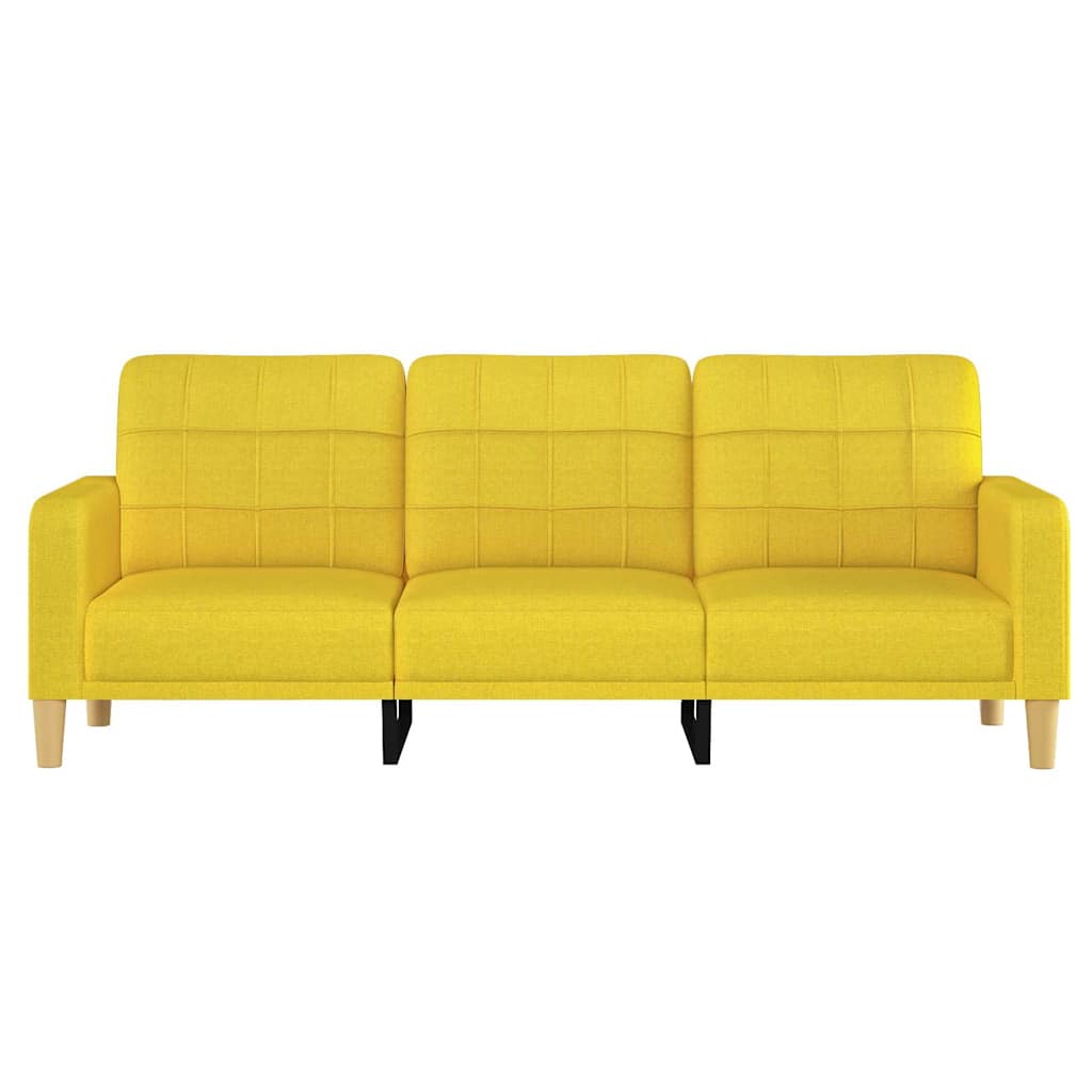 Sofá de 3 lugares 180 cm tecido amarelo-claro