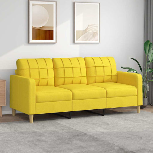 Sofá de 3 lugares 180 cm tecido amarelo-claro