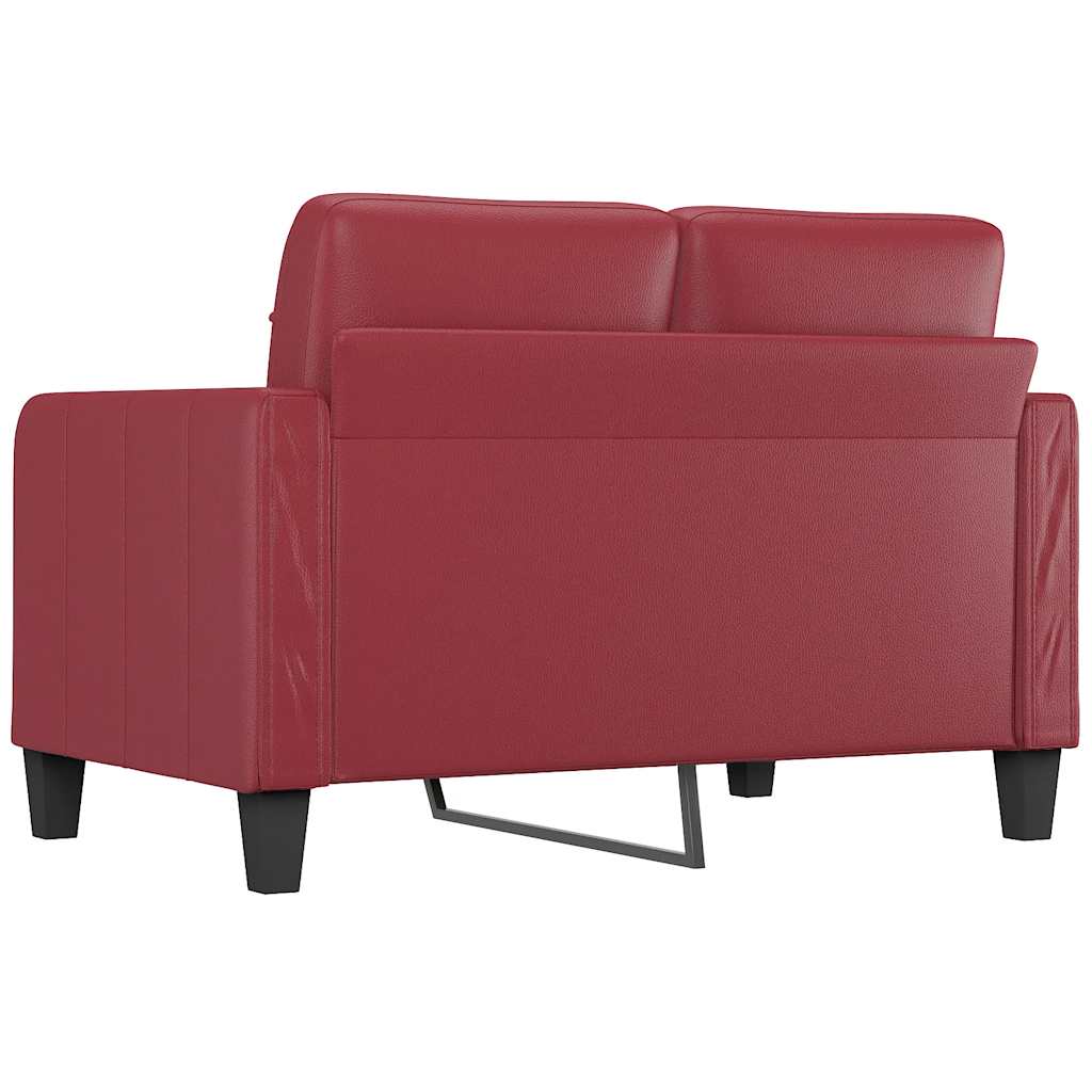 Sofá de 2 lugares 120 cm couro artificial vermelho tinto