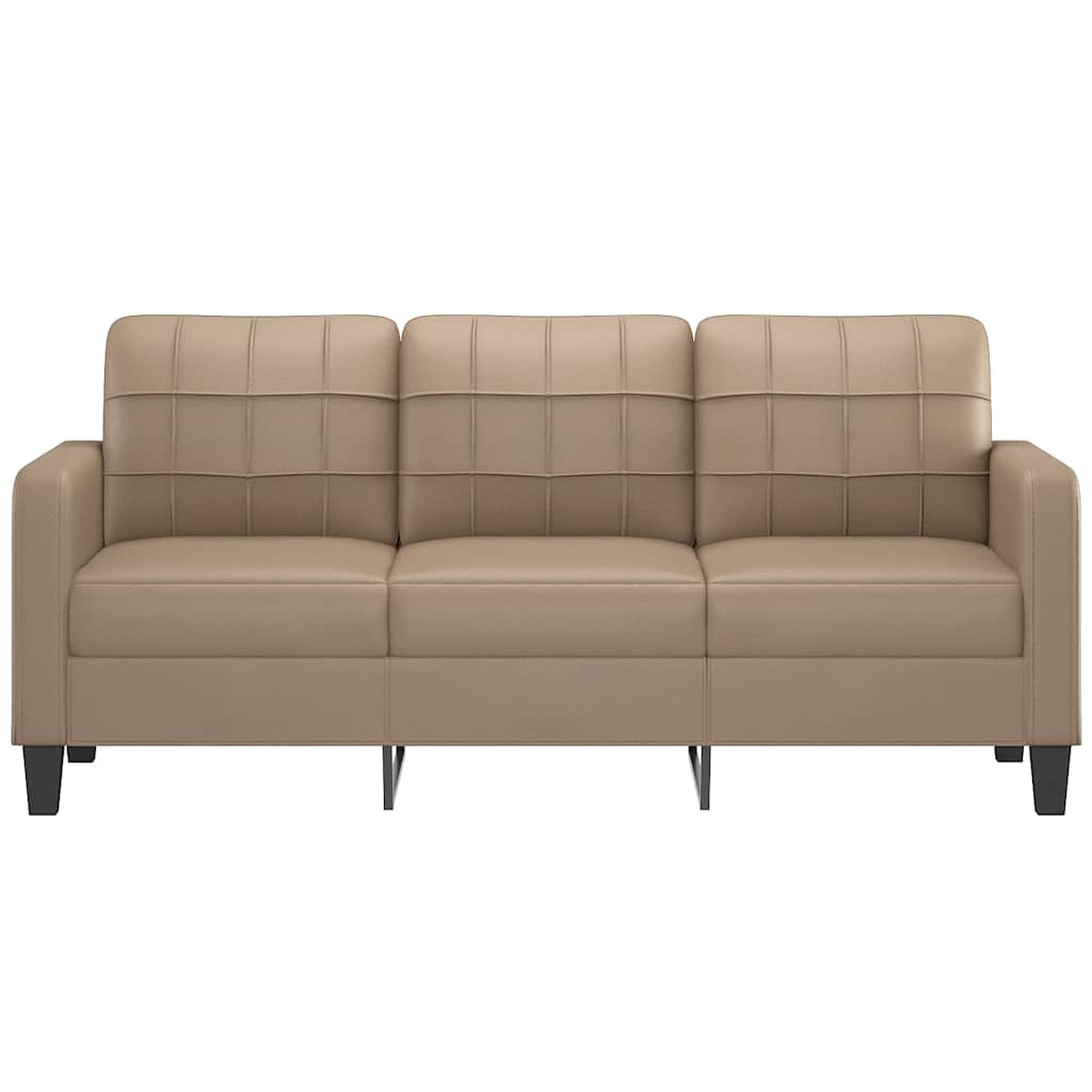 Sofá de 3 lugares 180 cm couro artificial cor cappuccino