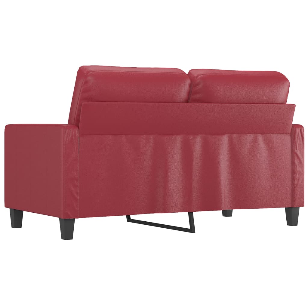 Sofá de 2 lugares 120 cm couro artificial vermelho tinto