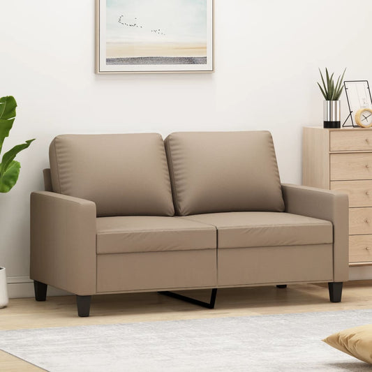 Sofá de 2 lugares 120 cm couro artificial cor cappuccino