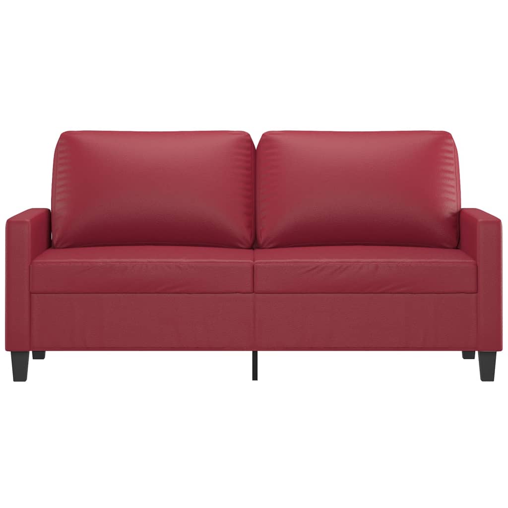 Sofá de 2 lugares 140 cm couro artificial vermelho tinto