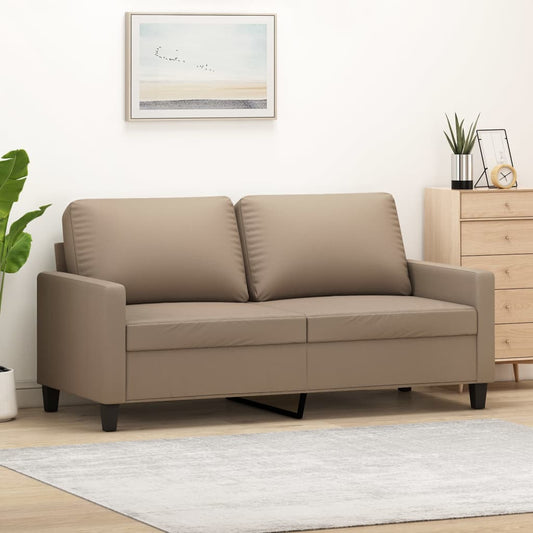 Sofá de 2 lugares 140 cm couro artificial cor cappuccino