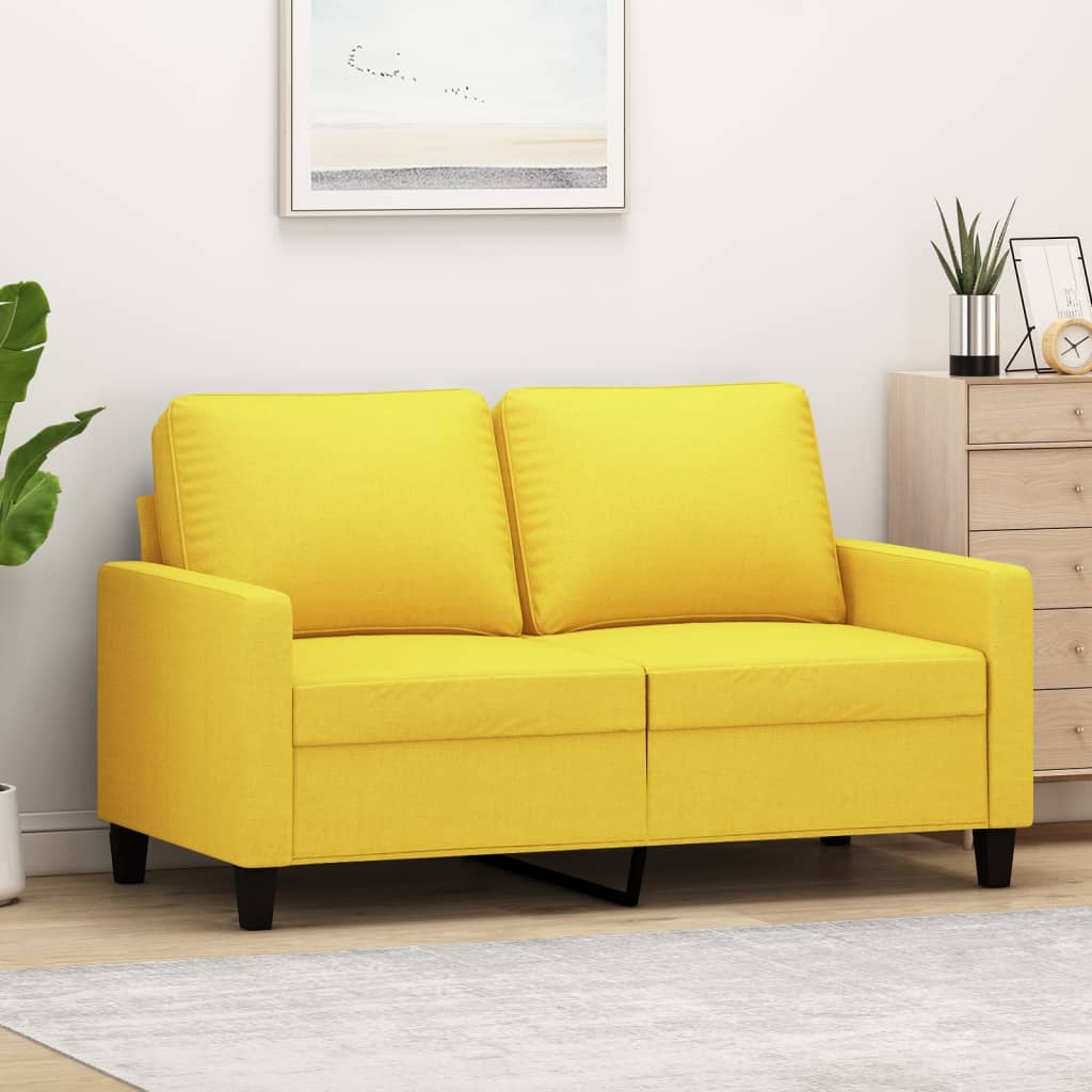 Sofá de 2 lugares 120 cm tecido amarelo-claro