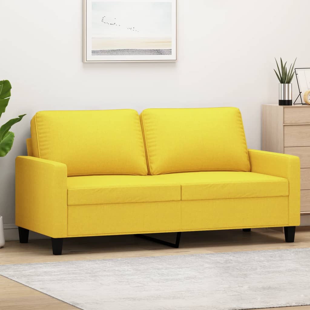 Sofá de 2 lugares 140 cm tecido amarelo-claro