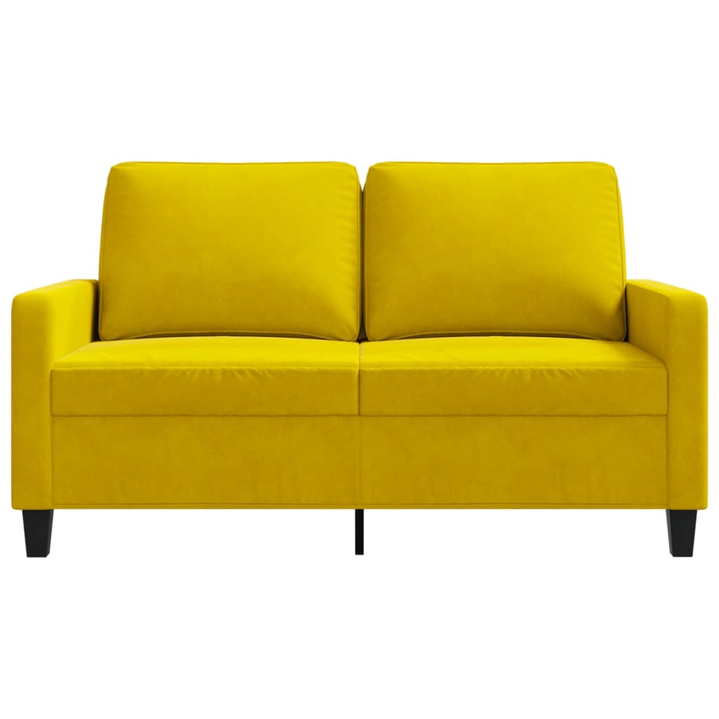 Sofá de 2 lugares veludo 120 cm amarelo