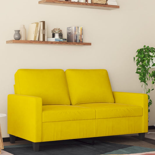 Sofá de 2 lugares veludo 120 cm amarelo