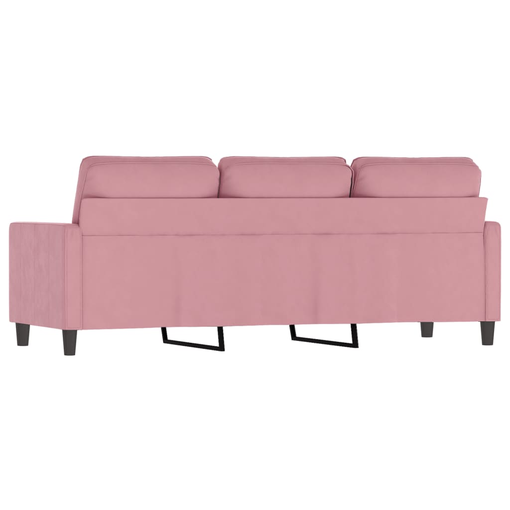 Sofá de 3 lugares 180 cm veludo rosa
