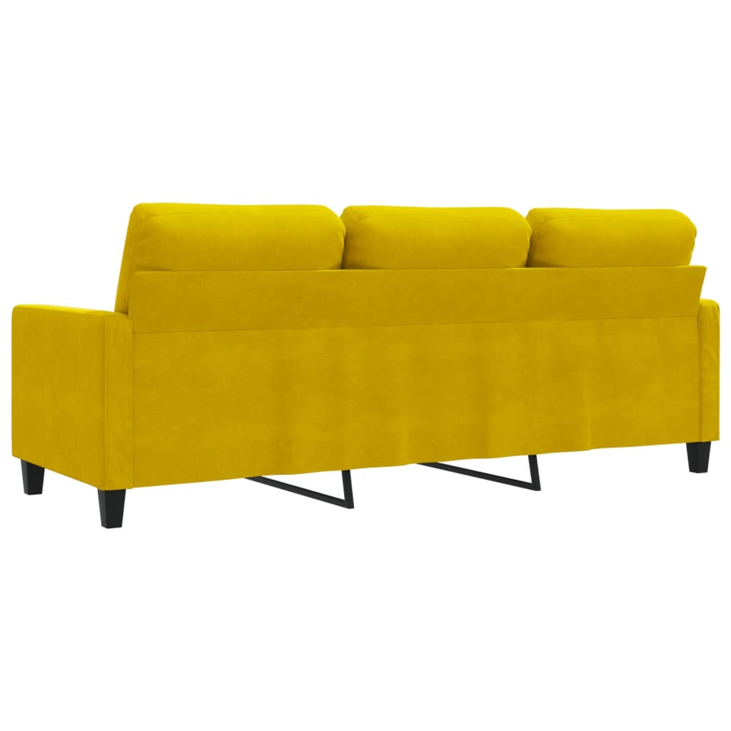 Sofá de 3 lugares 180 cm veludo amarelo