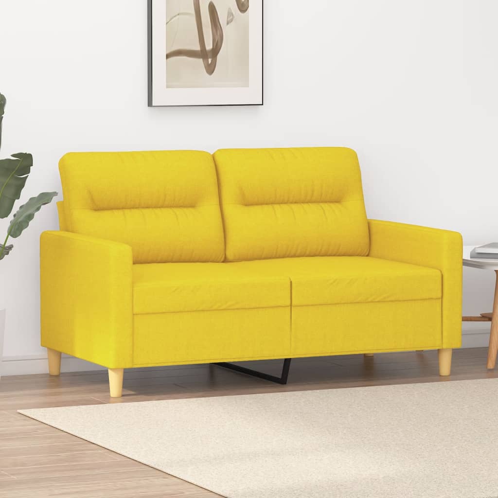 Sofá de 2 lugares 120 cm tecido amarelo-claro