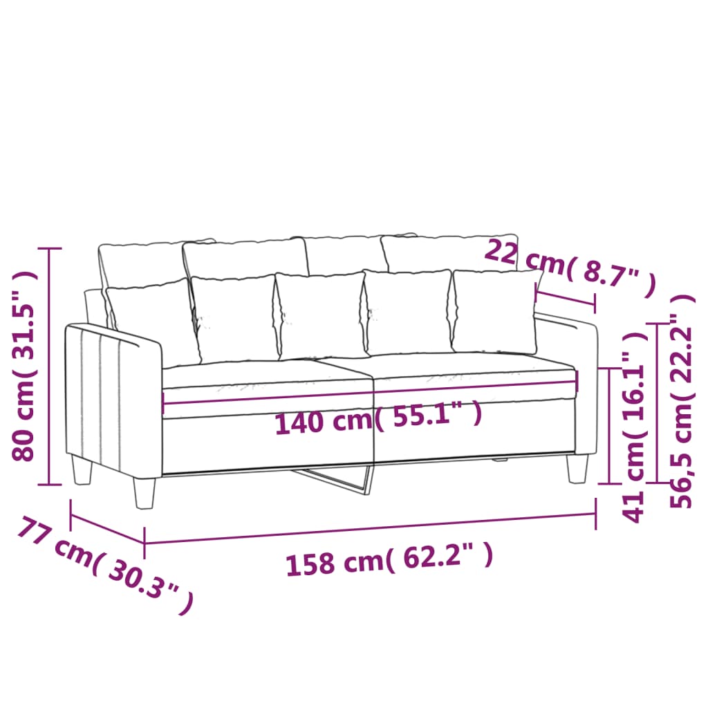 Sofá de 2 lugares 140 cm tecido amarelo-claro
