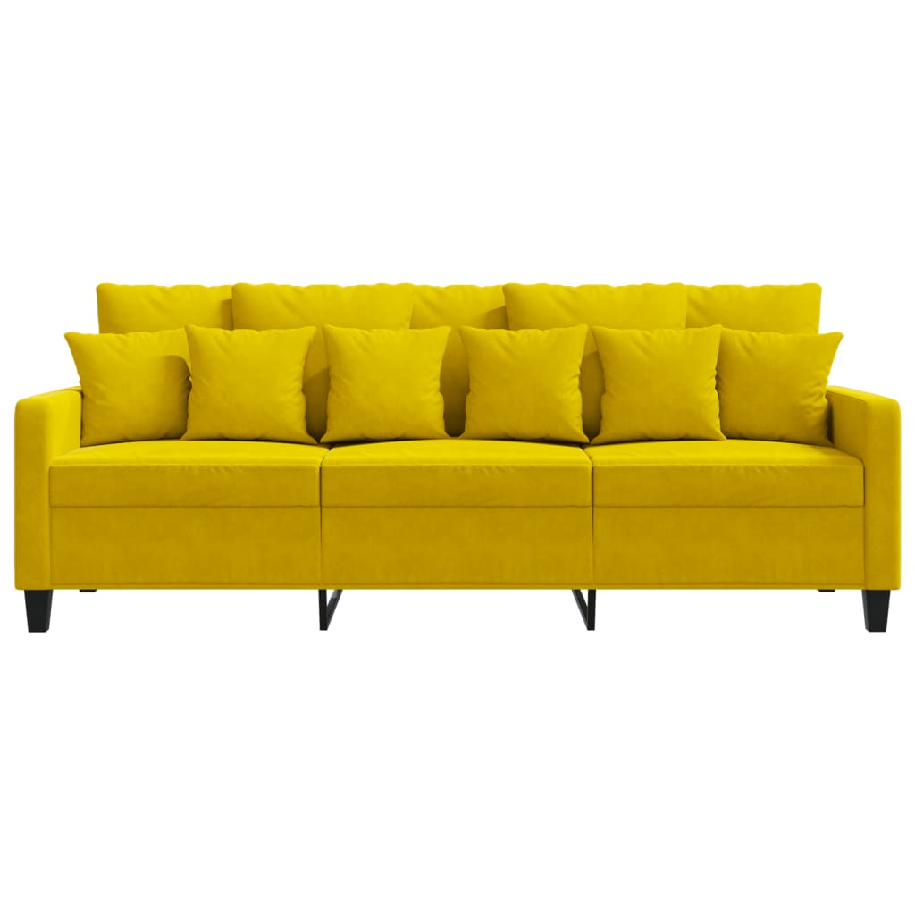 Sofá de 3 lugares 180 cm veludo amarelo
