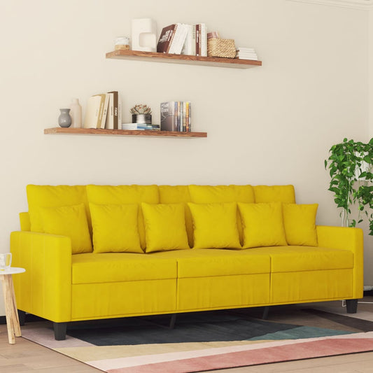Sofá de 3 lugares 180 cm veludo amarelo