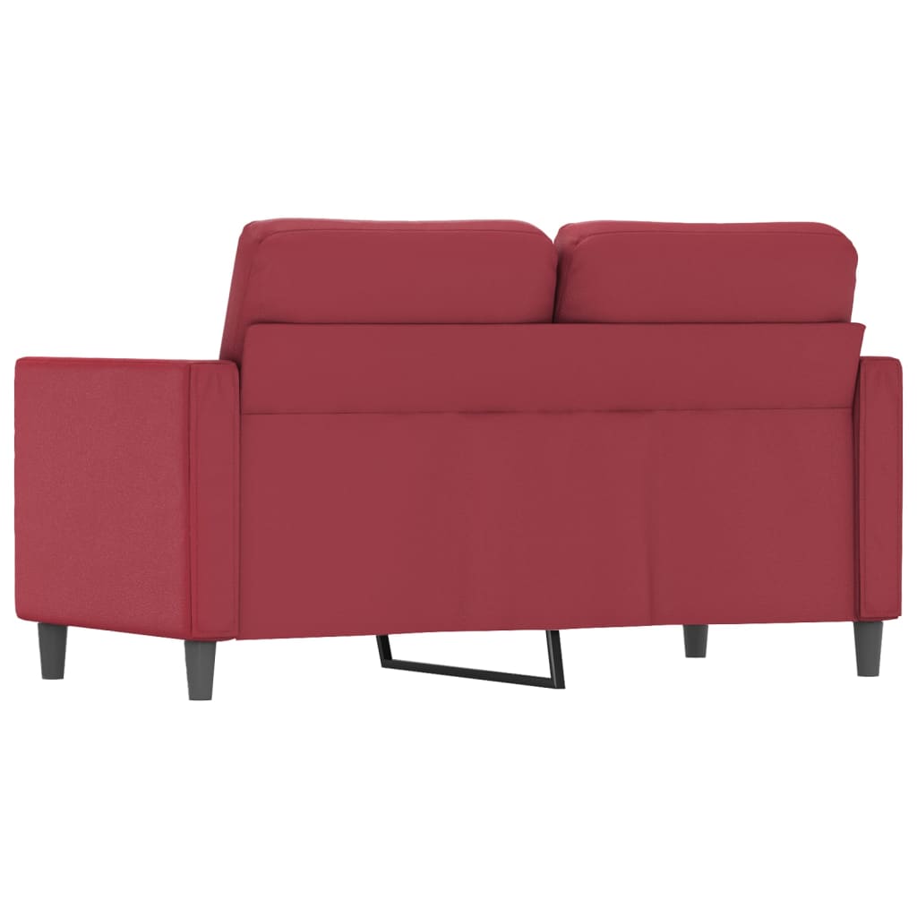 Sofá de 2 lugares 120 cm couro artificial vermelho tinto