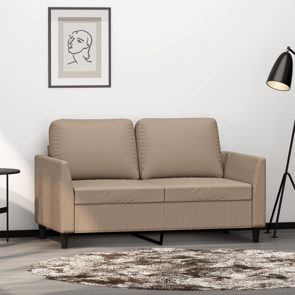 Sofá de 2 lugares 120 cm couro artificial cor cappuccino