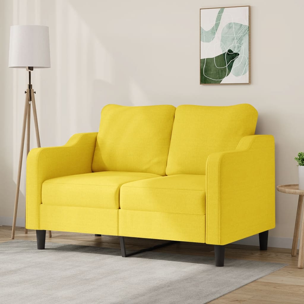 Sofá de 2 lugares 120 cm tecido amarelo-claro