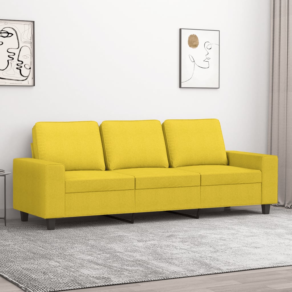 Sofá de 3 lugares 180 cm tecido amarelo-claro