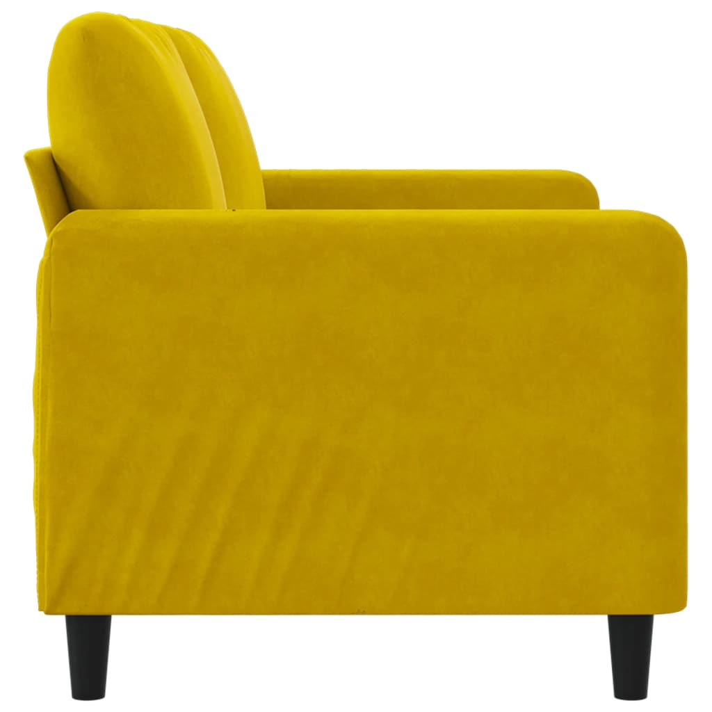 Sofá de 2 lugares veludo 140 cm amarelo