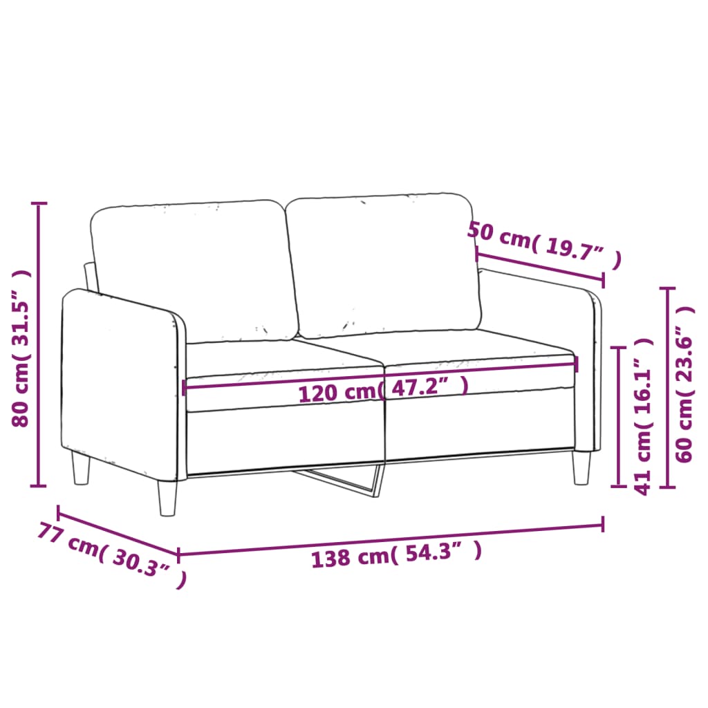 Sofá de 2 lugares tecido 120 cm cor creme