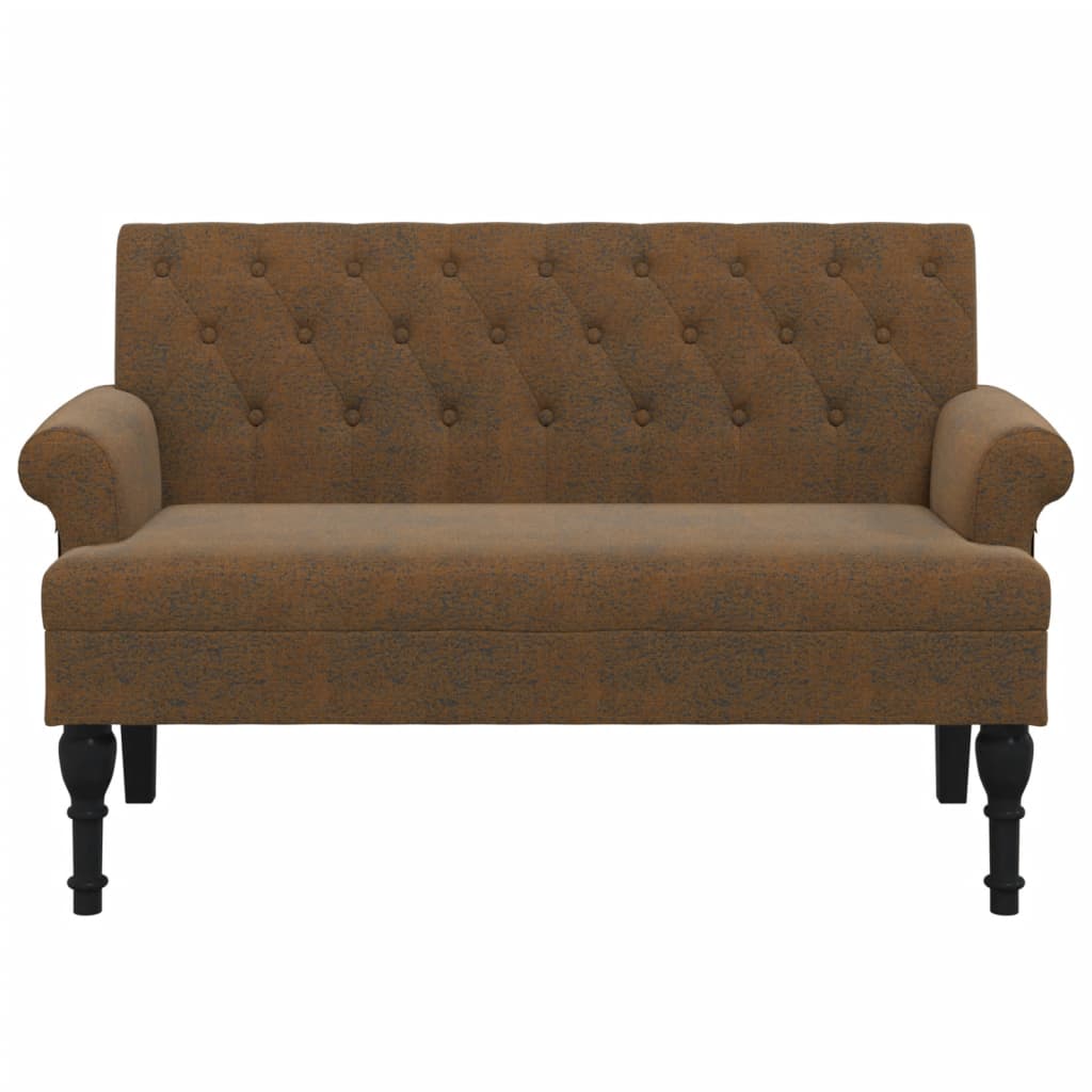 Banco com encosto 120x62x75,5 cm camurça artificial castanho