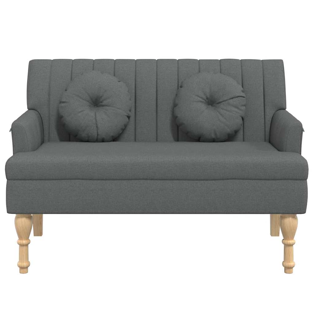 Banco c/ almofadões 113x64,5x75,5 cm tecido cinzento-escuro