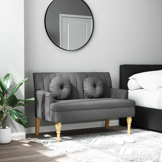 Banco c/ almofadões 113x64,5x75,5 cm tecido cinzento-escuro