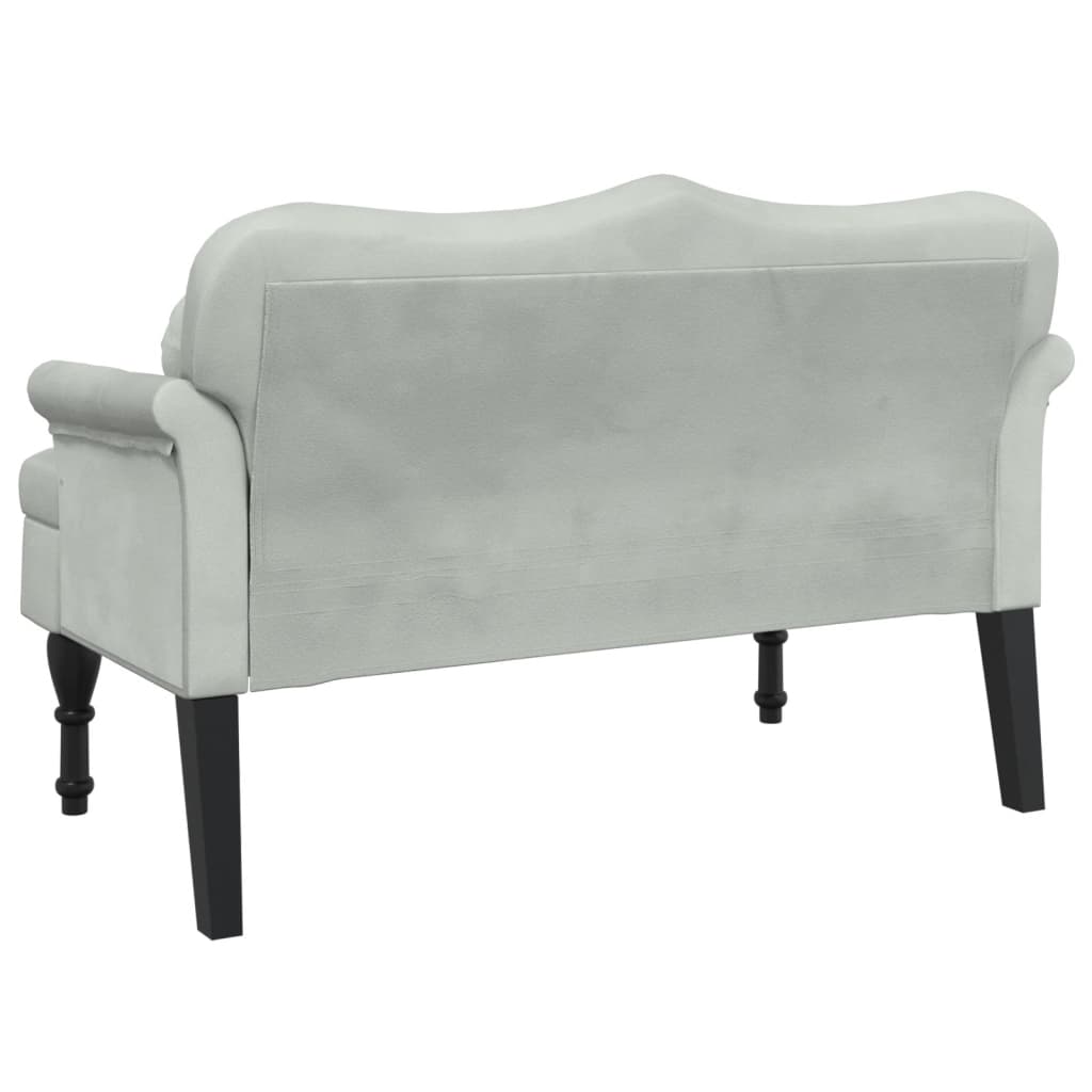 Banco com almofadas cinza claro 120,5x65x75 cm veludo