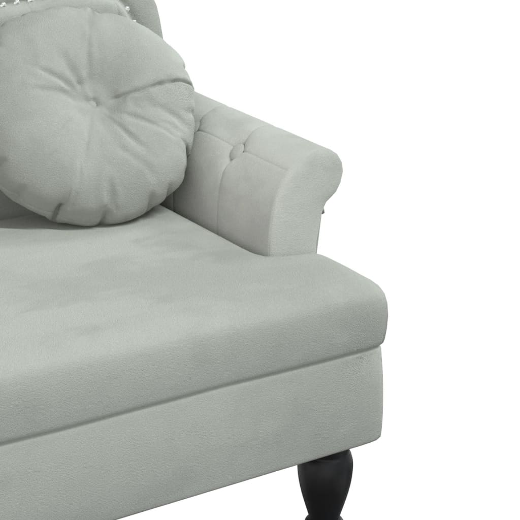 Banco com almofadas cinza claro 120,5x65x75 cm veludo