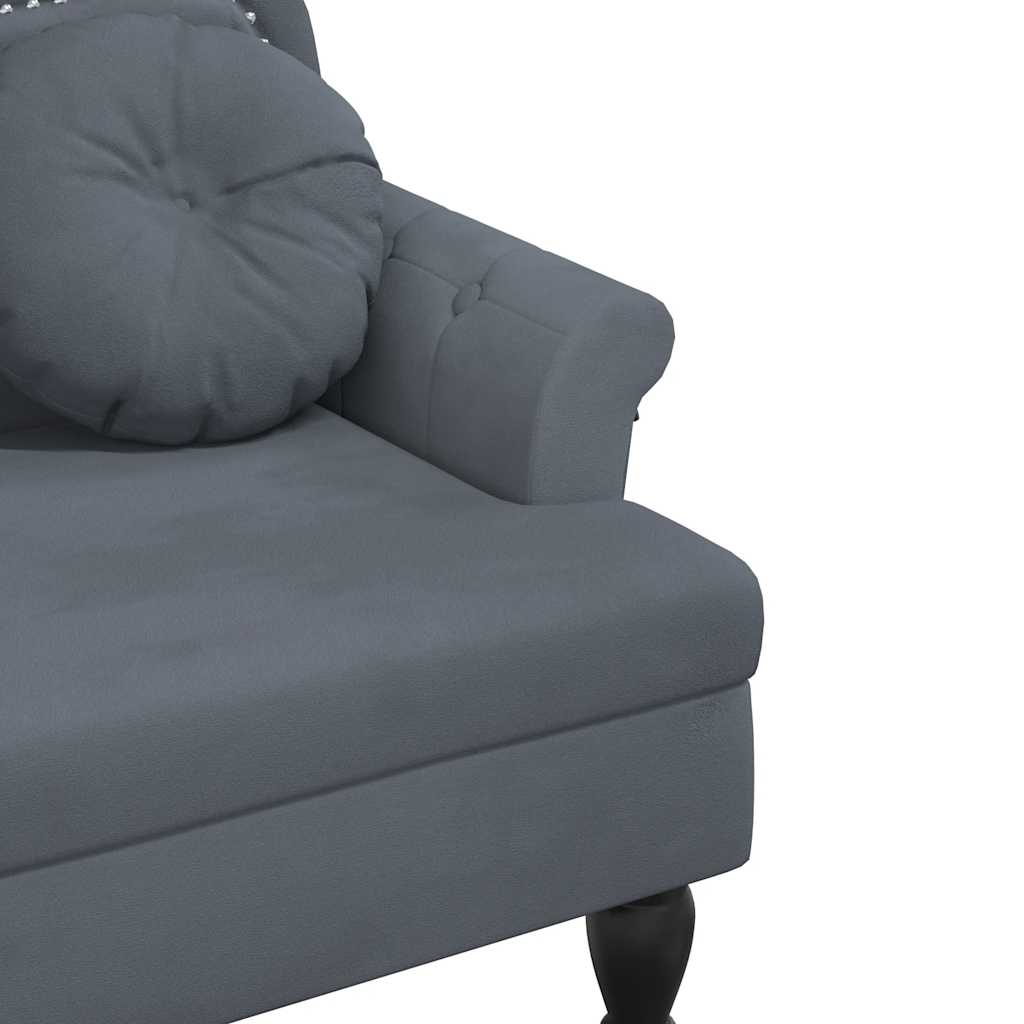 Banco com almofadas cinza escuro 120,5x65x75 cm veludo